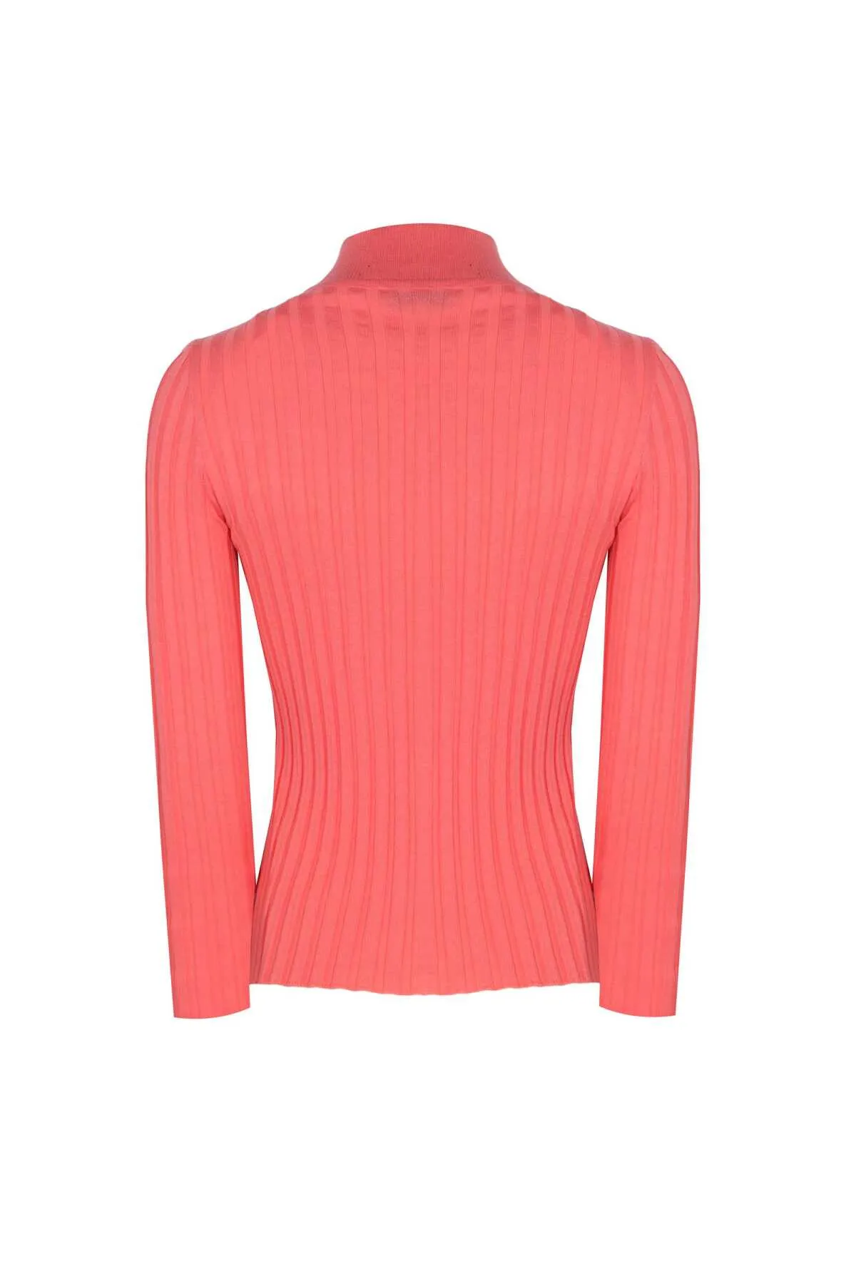 Wool Blended Mock Neck Pink Sweater