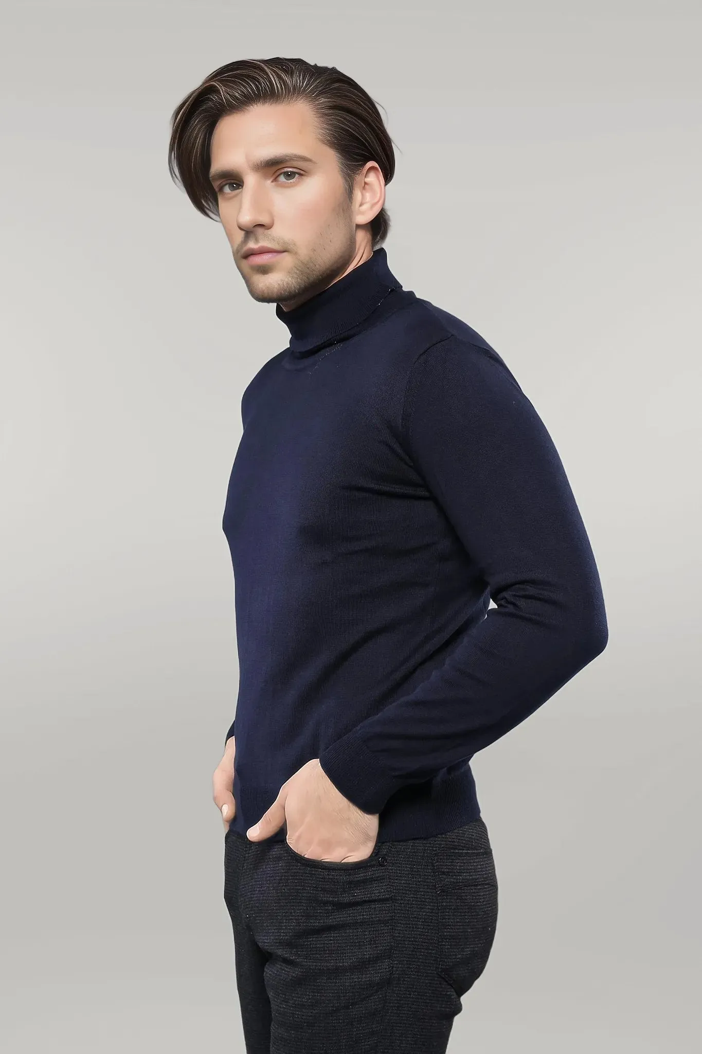 WSS Turtleneck Navy Blue Sweater  - Singen