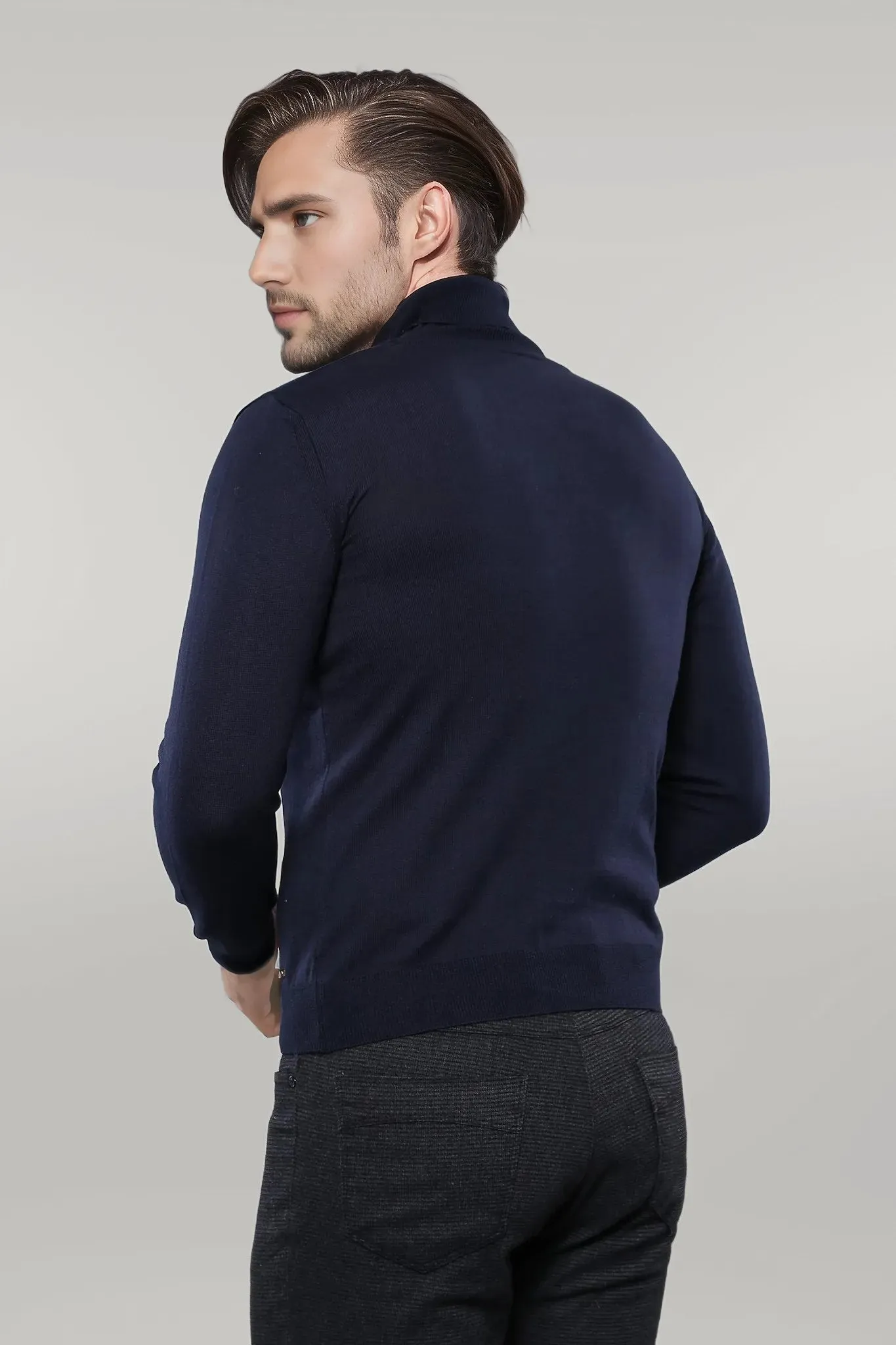 WSS Turtleneck Navy Blue Sweater  - Singen